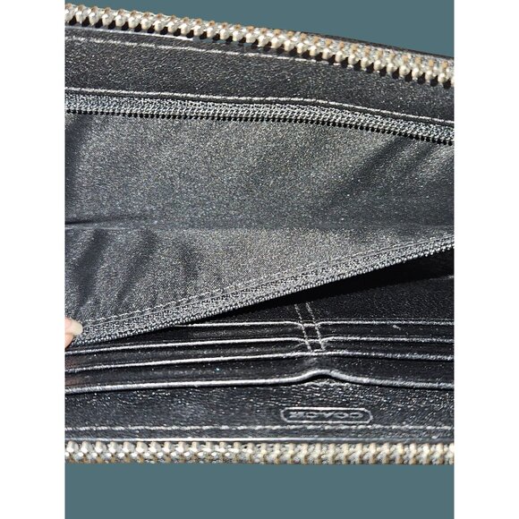 Coach Poppy Wristlet Signature Monogram Wallet Black - Picture 6 of 13